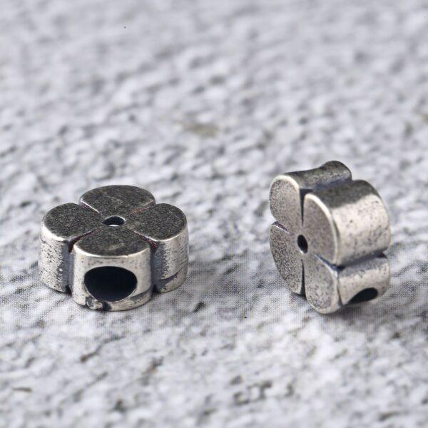 Four Leaf Clover bead, spacer bead, s925 sterling silver, silver bead, oxidized silver bead - Image 2