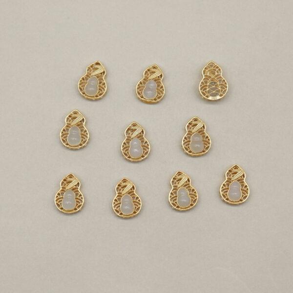 2pcs / 5 pcs  bezel bead, gourd bead, white nephrite bead, sterling silver bead, gild bead, golden bead - Image 2