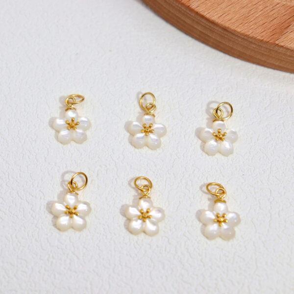2pcs / 5 pcs flower charm, butterfly charm, shell charm, white charm, sterling silver charm, gild bead, golden charm - Image 2