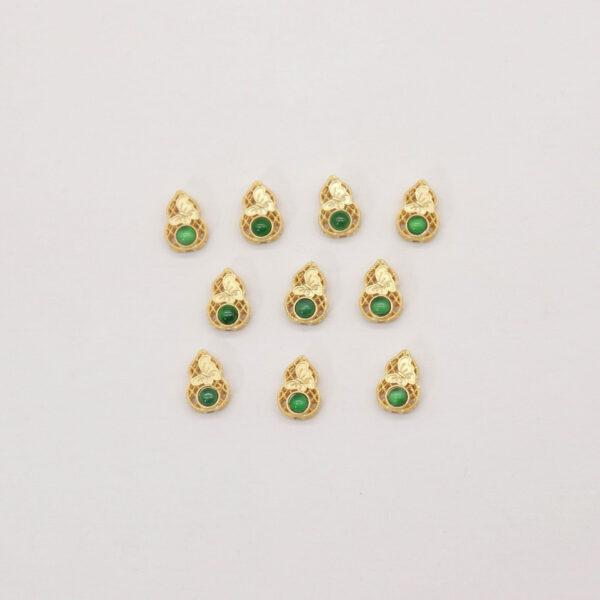 2pcs / 5 pcs bezel bead, gourd bead, jadeite bead, green bead, sterling silver bead, gild bead, golden bead - Image 2
