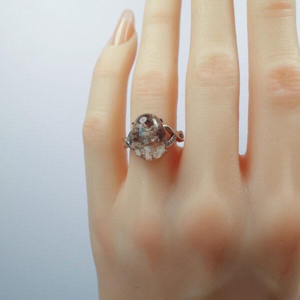 colorful phantom quartz ring, copper ring, oval gemstone ring, diy ring, adjustable ring - Image 3