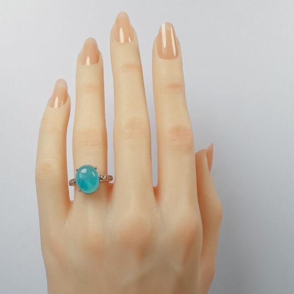 amazonite ring, copper ring, oval gemstone ring, blue ring, diy ring, adjustable ring - Image 3