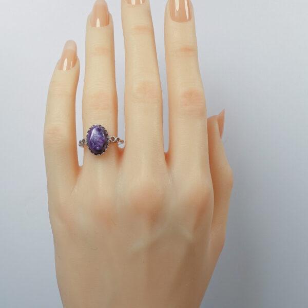 charoite ring, purple ring, copper ring, oval gemstone ring, diy ring, adjustable ring - Image 3