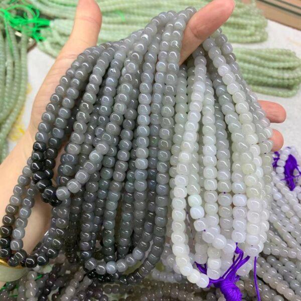 nephrite bead, drum bead, whole strand bead, gradient gray bead, jade bead, high quality bead, genuine bead, natural bead - Image 2