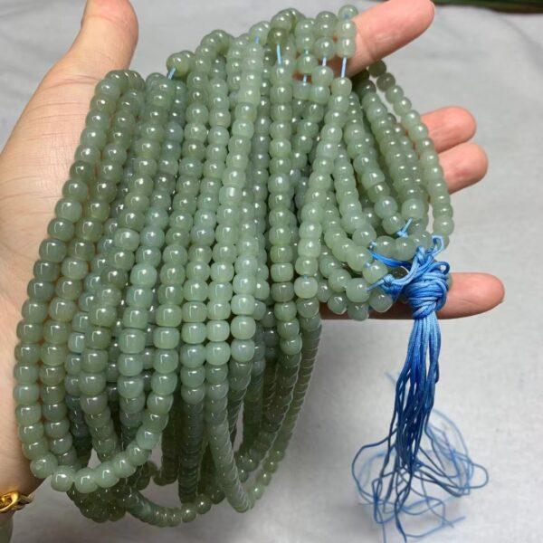 nephrite bead, drum bead, whole strand bead, green bead, jade bead, high quality bead, genuine bead, natural bead - Image 2