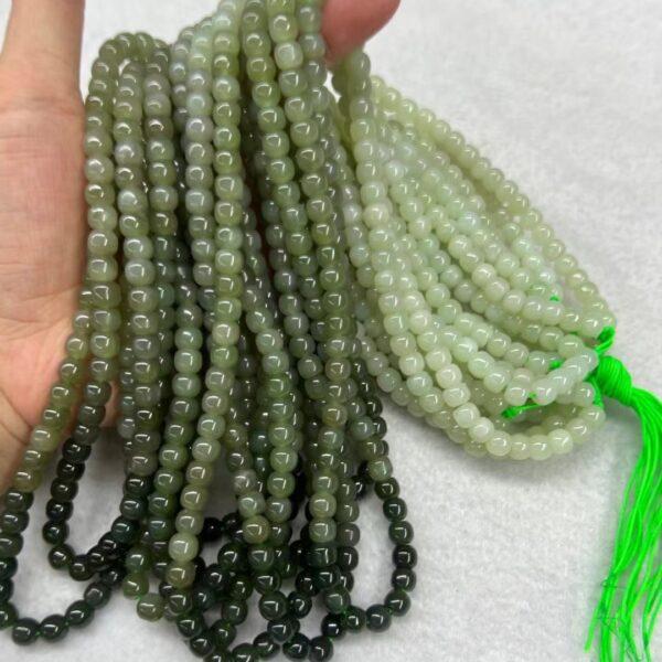 nephrite bead, drum bead, whole strand bead, gradient green bead, jade bead, high quality bead, genuine bead, natural bead - Image 2