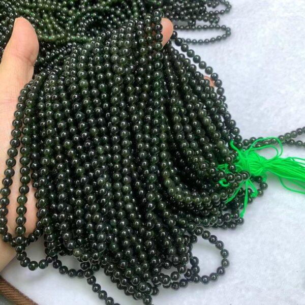 nephrite bead, round bead, whole strand bead, green bead, jade bead, high quality bead, genuine bead, natural bead - Image 2