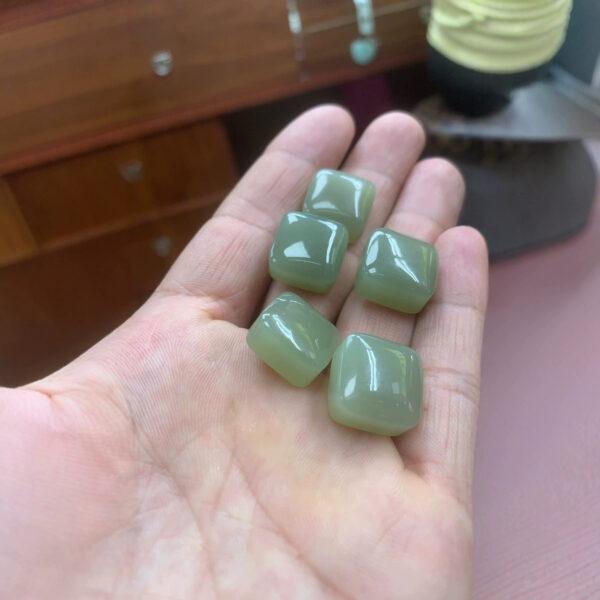 nephrite bead, square bead, jade bead, green bead, high quality bead, genuine bead, natural bead - Image 2