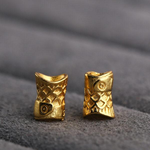 fish bead, spacer bead, s925 sterling silver, sterling silver bead, golden bead, gild bead - Image 3