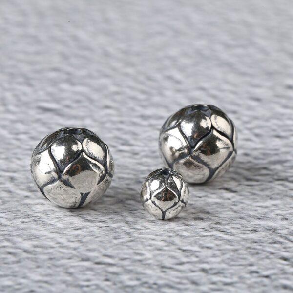 lotus flower bead, ball bead, spacer bead, s925 sterling silver, silver bead, oxidized silver bead - Image 3