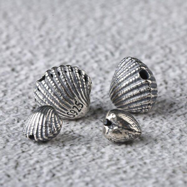shell bead, spacer bead, s925 sterling silver, silver bead, oxidized silver bead - Image 3