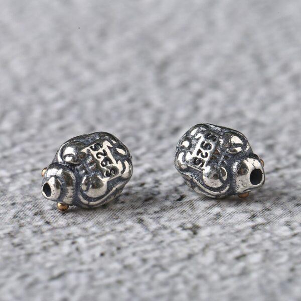 turtle bead, spacer bead, s925 sterling silver, silver bead, oxidized silver bead - Image 3