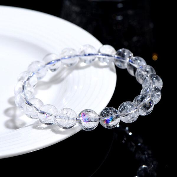 8mm - 15mm round shape inner icy cracks genuine natural clear Quartz beaded bracelet - Image 3