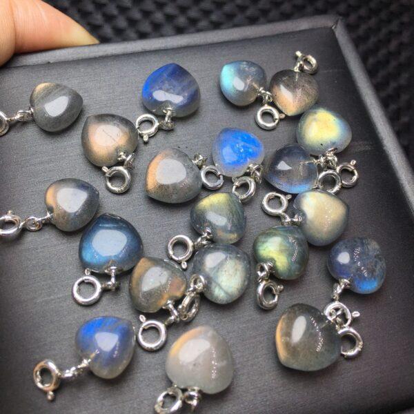 labradorite charm, heart charm, colorful light bead, sterling silver charm - Image 3