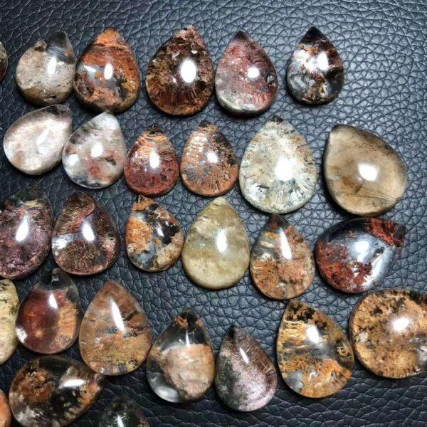 phantom quartz bead, droplet bead, teardrop bead, clear bead, ring gemstone, pendant gemstone - Image 3