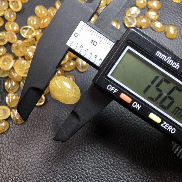 golden rutilated quartz bead, oval bead, golden bead, clear bead, ring gemstone, pendant gemstone - Image 3