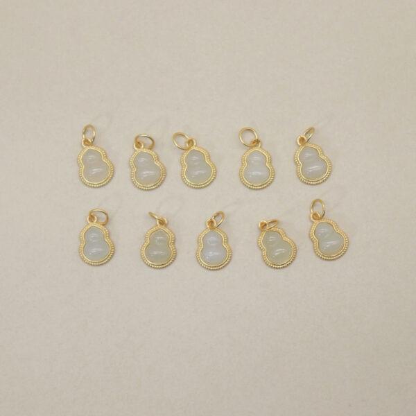 2pcs / 5 pcs small gourd charm, nephrite charm, white charm, sterling silver charm, gild bead, golden charm - Image 3