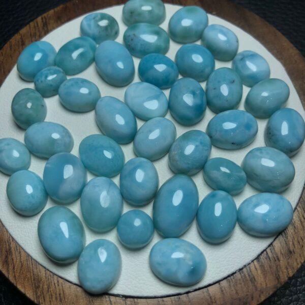 larimar bead, oval bead, blue bead, bezel gemstone, ring gemstone, pendant gemstone - Image 3
