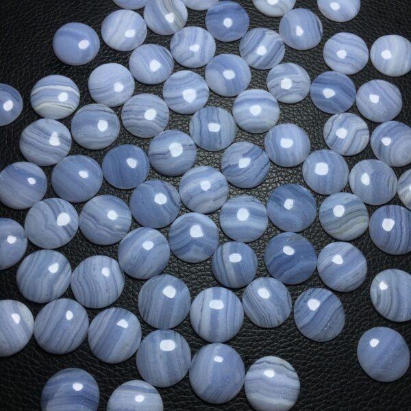 blue stripe agate bead, round bead, blue bead, bezel gemstone, ring gemstone, pendant gemstone - Image 3