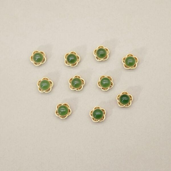 2pcs / 5 pcs  bezel bead, hollow flower bead, nephrite bead, green bead, sterling silver bead, gild bead, golden bead - Image 3