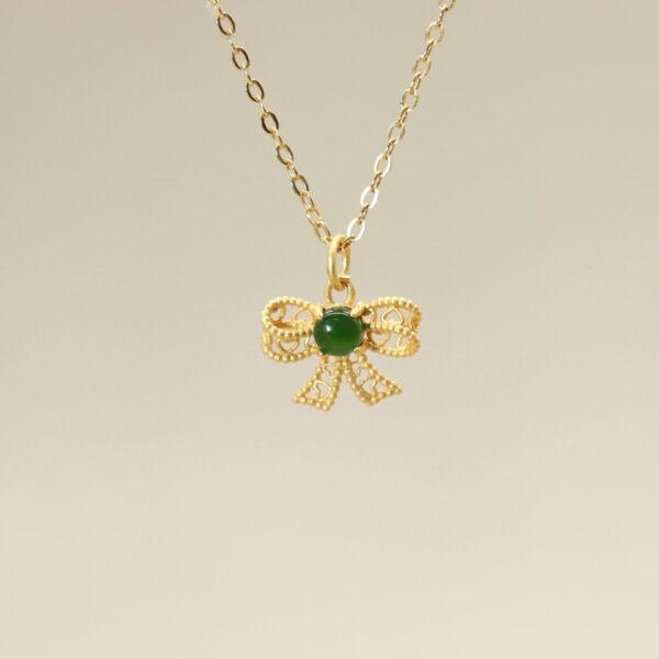 2pcs / 5 pcs bow-knot charm, nephrite charm, green charm, sterling silver charm, gild bead, golden charm - Image 3
