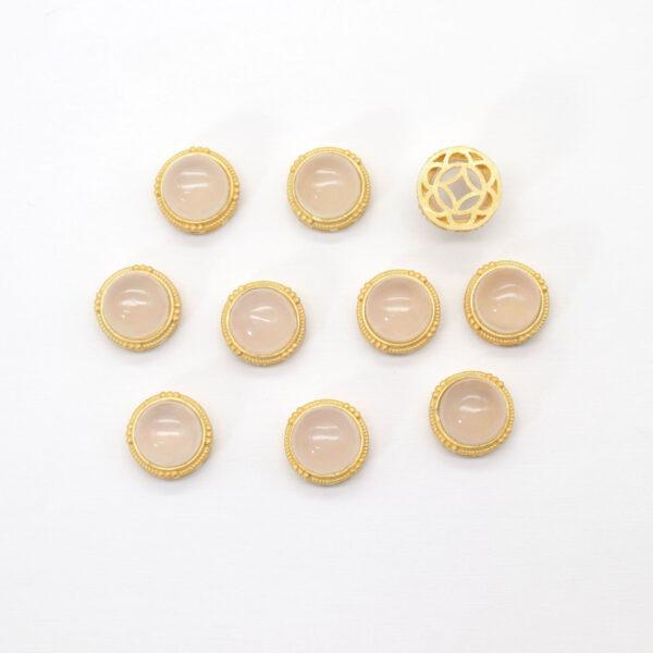 2pcs / 5 pcs  bezel bead, round bead, hazy white agate bead, sterling silver bead, gild bead, golden bead - Image 3