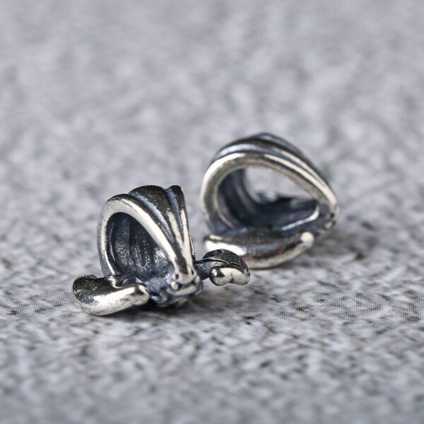 bat bead, ring bead, spacer bead, s925 sterling silver, silver bead, oxidized silver bead - Image 3
