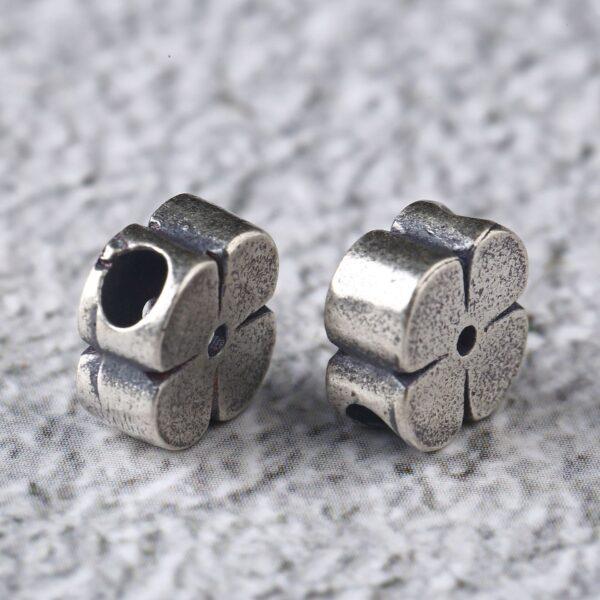 Four Leaf Clover bead, spacer bead, s925 sterling silver, silver bead, oxidized silver bead - Image 3