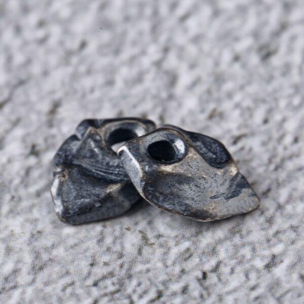 irregular stone shape bead, spacer bead, s925 sterling silver, silver bead, oxidized silver bead - Image 3
