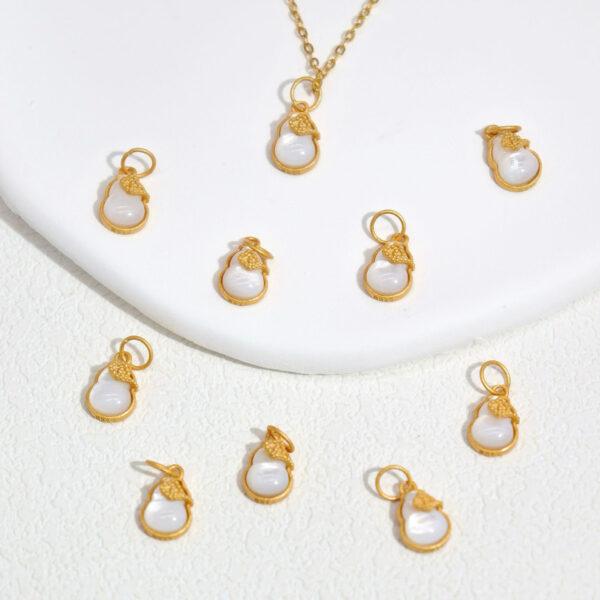 2pcs / 5 pcs gourd charm, shell charm, white charm, sterling silver charm, gild bead, golden charm - Image 3