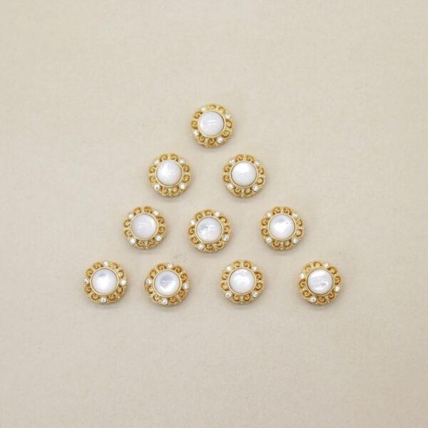 2pcs / 5 pcs bezel bead, round bead, shell bead, white bead, sterling silver bead, gild bead, golden bead - Image 3