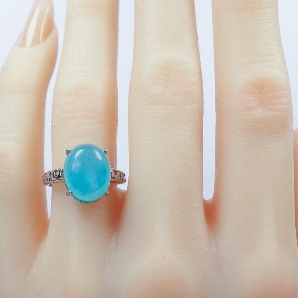 amazonite ring, copper ring, oval gemstone ring, blue ring, diy ring, adjustable ring - Image 4