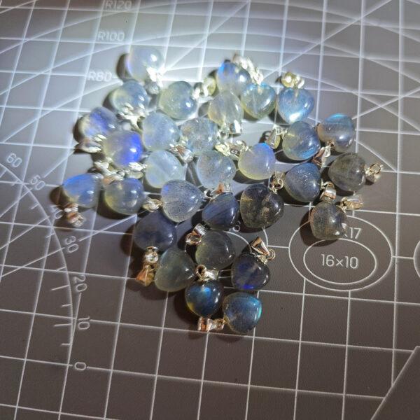 labradorite charm, heart charm, colorful light bead, sterling silver charm - Image 3