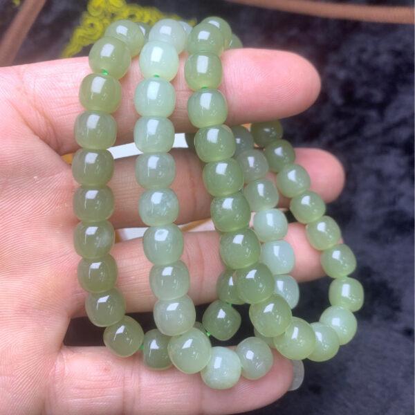 drum beaded bracelet, nephrite bracelet, jade bracelet, light green bracelet, genuine natural bracelet - Image 3