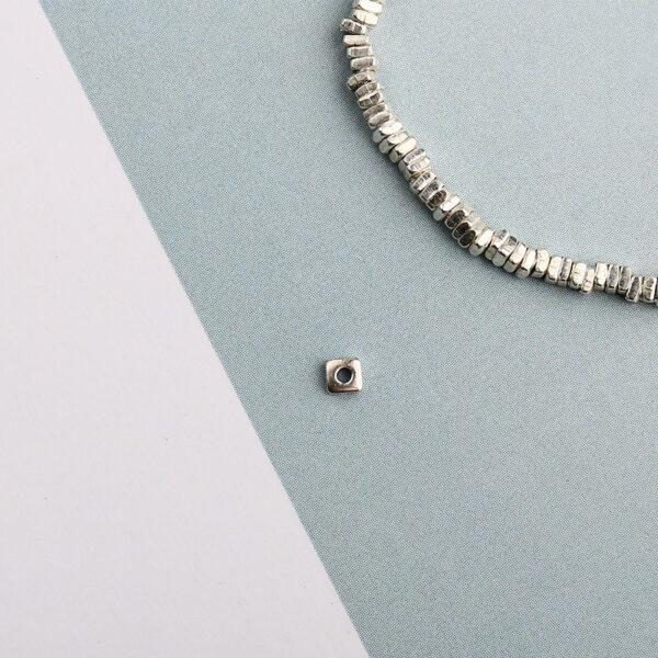 square bead, simple bead, spacer bead, s925 sterling silver, silver bead, oxidized silver bead - Image 3