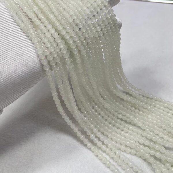 nephrite bead, round bead, whole strand bead, white bead, jade bead, high quality bead, genuine bead, natural bead - Image 3