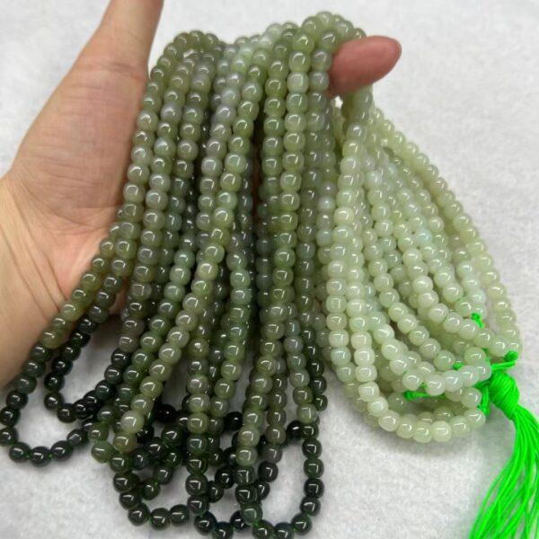 nephrite bead, drum bead, whole strand bead, gradient green bead, jade bead, high quality bead, genuine bead, natural bead - Image 3