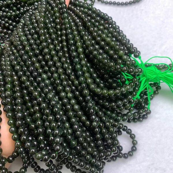 nephrite bead, round bead, whole strand bead, green bead, jade bead, high quality bead, genuine bead, natural bead - Image 3