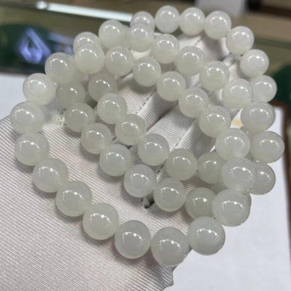 round beaded bracelet, nephrite bracelet, jade bracelet, white bracelet, genuine natural bracelet - Image 3