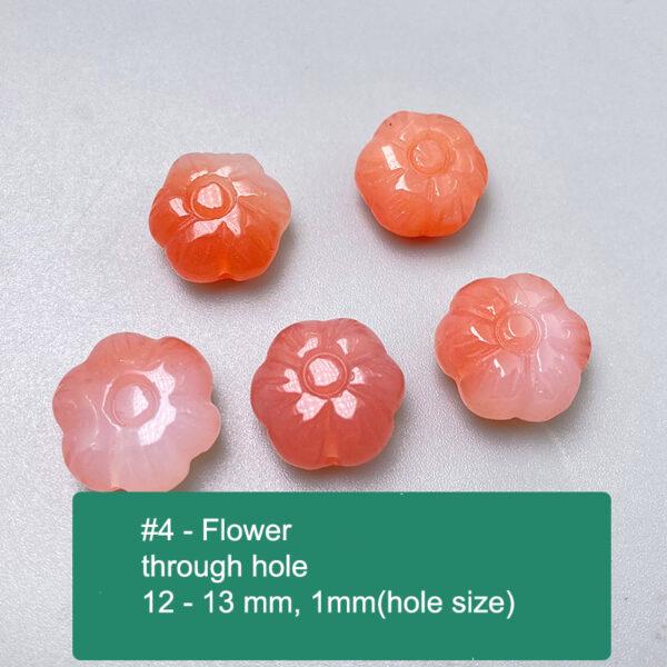 multi shapes bead, agate bead, agate charm, pink bead, orange bead, red bead - Image 5