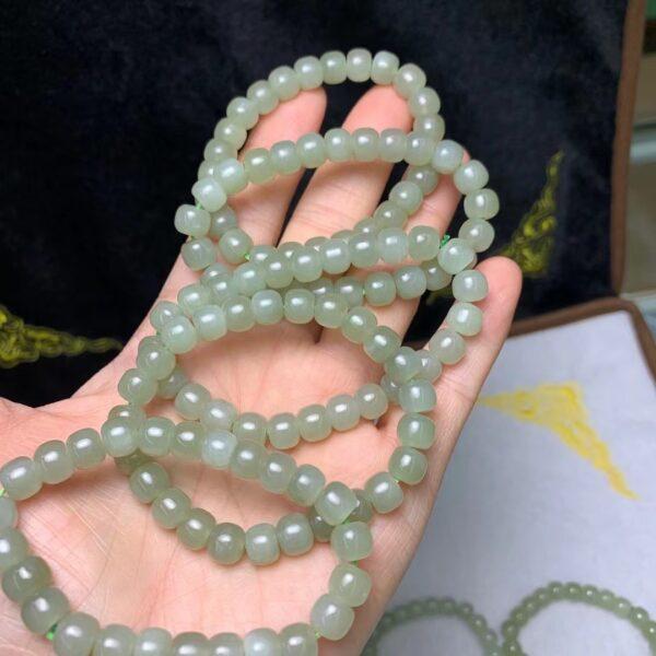 drum beaded bracelet, nephrite bracelet, jade bracelet, light green bracelet, genuine natural bracelet - Image 4