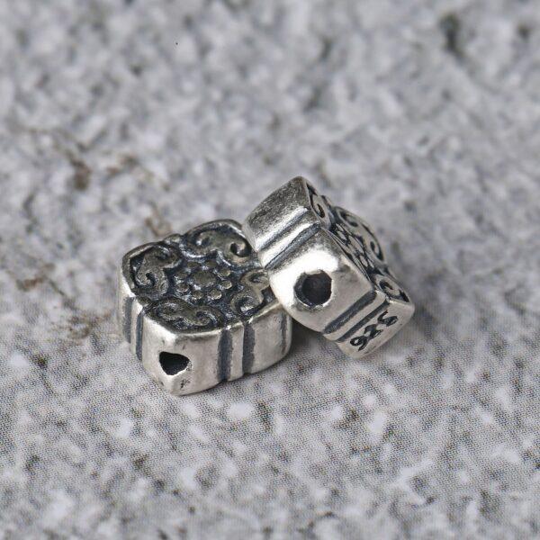 square bead, flower bead, spacer bead, s925 sterling silver, silver bead, oxidized silver bead - Image 4