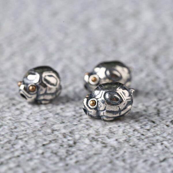 turtle bead, spacer bead, s925 sterling silver, silver bead, oxidized silver bead - Image 4