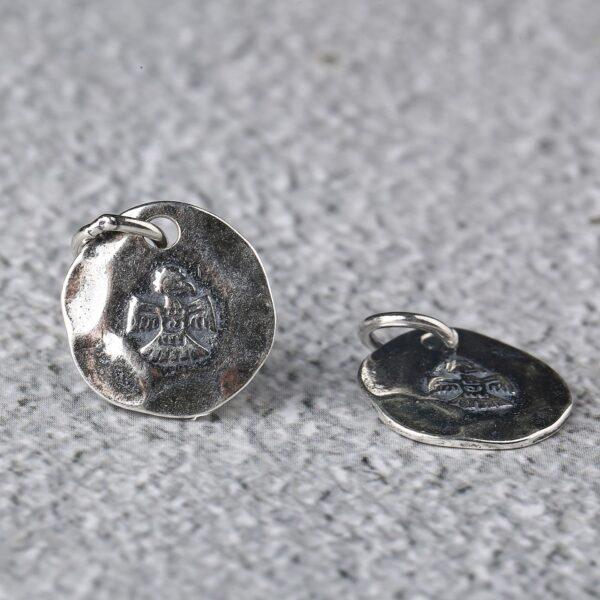 bird charm, eagle charm, round charm, s925 sterling silver, silver bead, silver charm, oxidized silver bead - Image 4