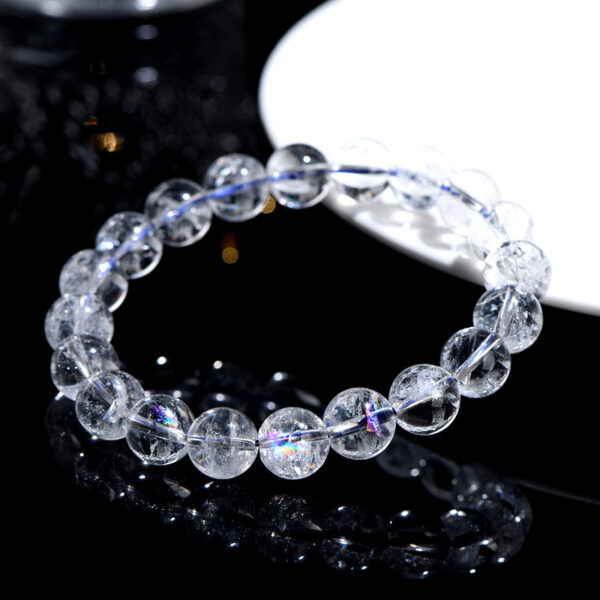 8mm - 15mm round shape inner icy cracks genuine natural clear Quartz beaded bracelet - Image 4