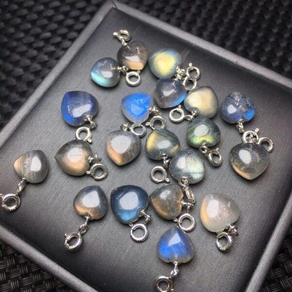 labradorite charm, heart charm, colorful light bead, sterling silver charm - Image 4
