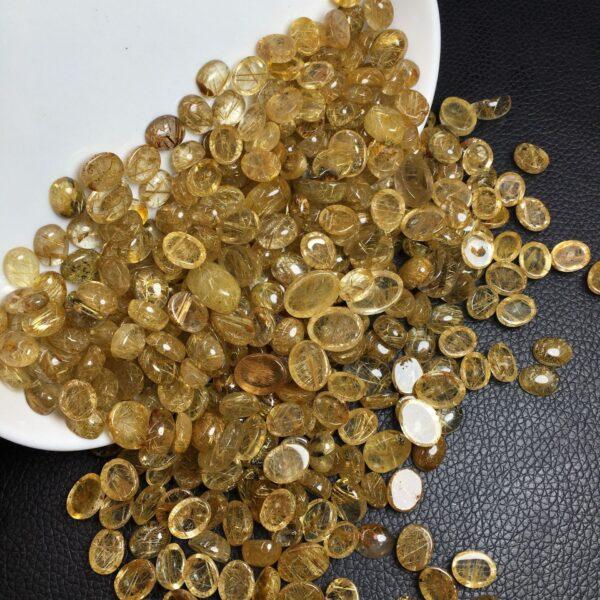 golden rutilated quartz bead, oval bead, golden bead, clear bead, ring gemstone, pendant gemstone - Image 4
