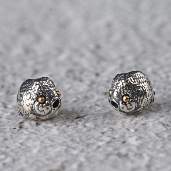 fish bead, spacer bead, s925 sterling silver, silver bead, oxidized silver bead - Image 4