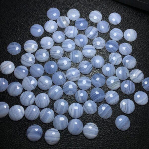 blue stripe agate bead, round bead, blue bead, bezel gemstone, ring gemstone, pendant gemstone - Image 4