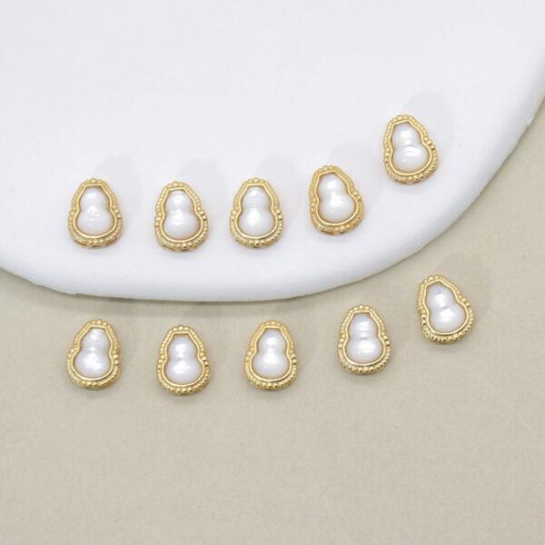 2pcs / 5 pcs  bezel bead, hollow gourd bead, shell bead, white bead, sterling silver bead, gild bead, golden bead - Image 4